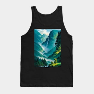 Gorgeous Waterfall in a Green Spring Valley Tank Top